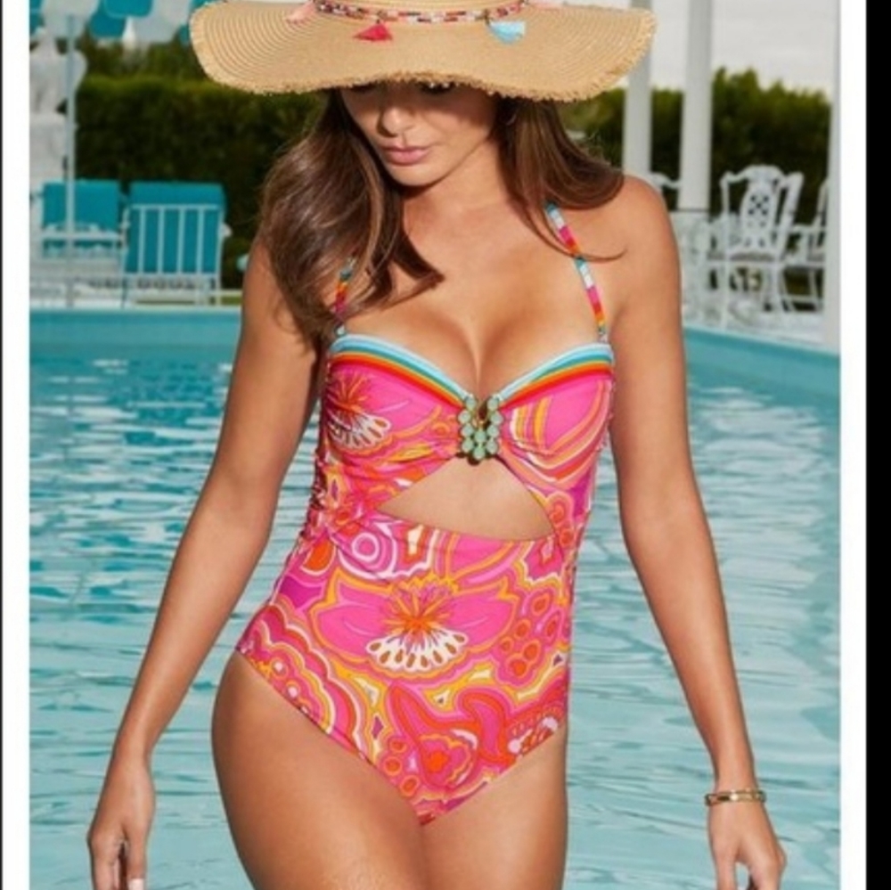 NWT Trina Turk Morning Sunrise Bandeau SwimSuit - Picture 14 of 14